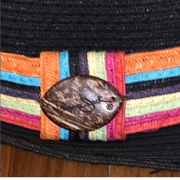 Black Panama Jack black fedora hat with colorful band. One size - Picture 2 of 7